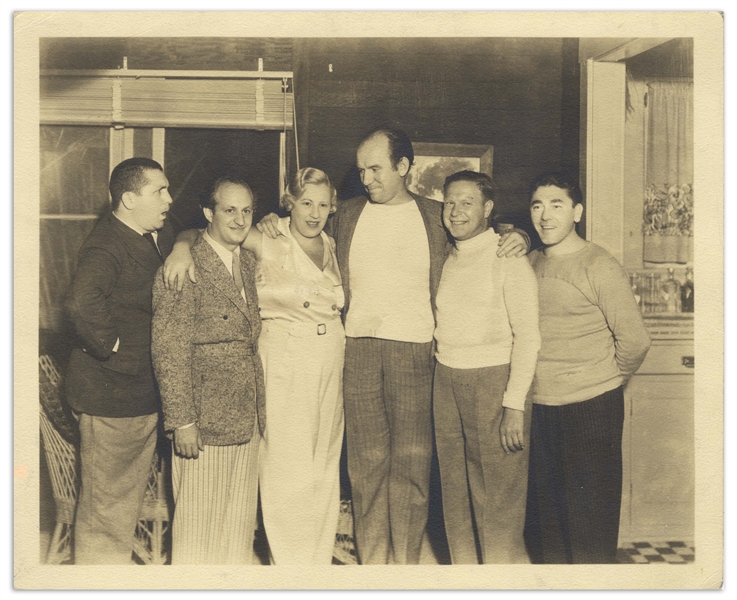 10 x 8 Matte Candid Photo From 1933 of Moe, Larry and Curly With Ted Healy & Others -- Very Good Condition